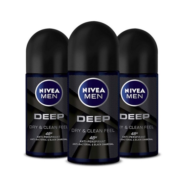 Lăn ngăn mùi than đen hoạt tính cho nam Nivea Men Deep Dry & Clean Feel