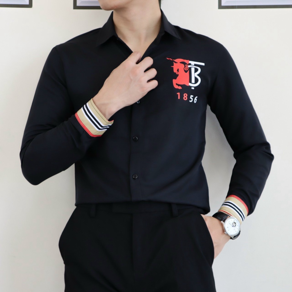 Áo sơ mi nam tay dài TB1865 phối viền cổ tay, vải Kate lụa cao cấp mềm mịn, kiểu dáng sang trọng lịch lãm [NEW UNISEX]