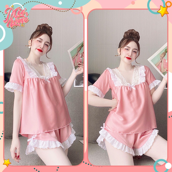 Đồ bộ đùi mặc nhà ngủ nữ, lụa tơ cao cấp mát mịn-Mie | BigBuy360 - bigbuy360.vn