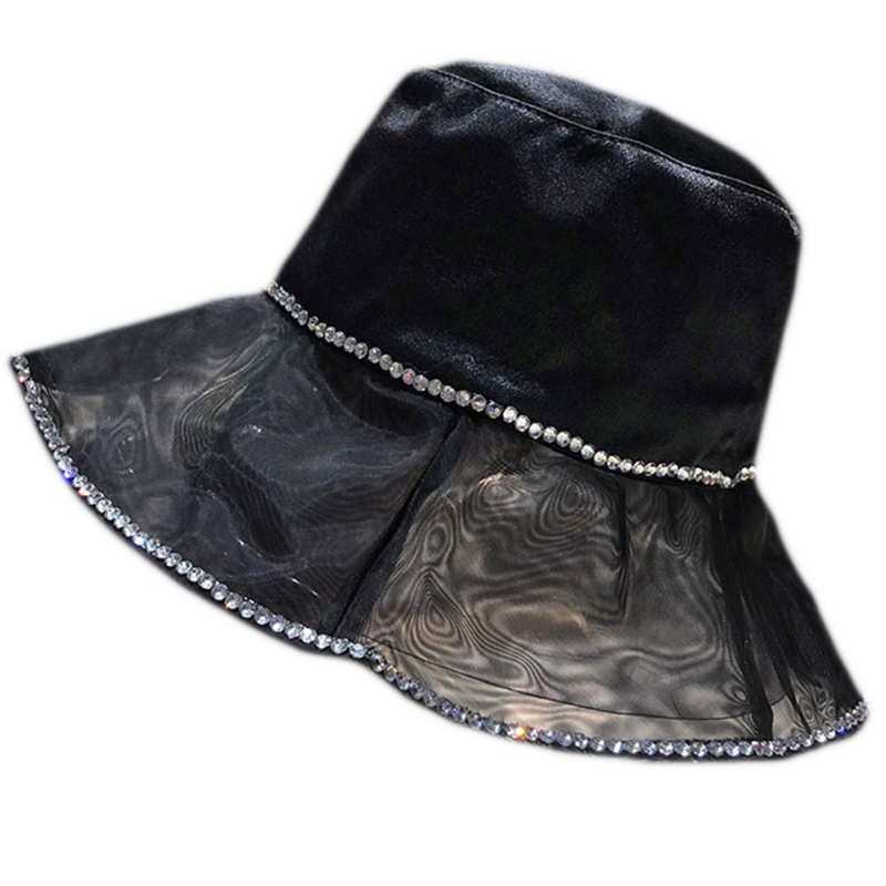 Mũ Rộng Vành Đính Đá Thời Trang Đi Biển Cho Nữ