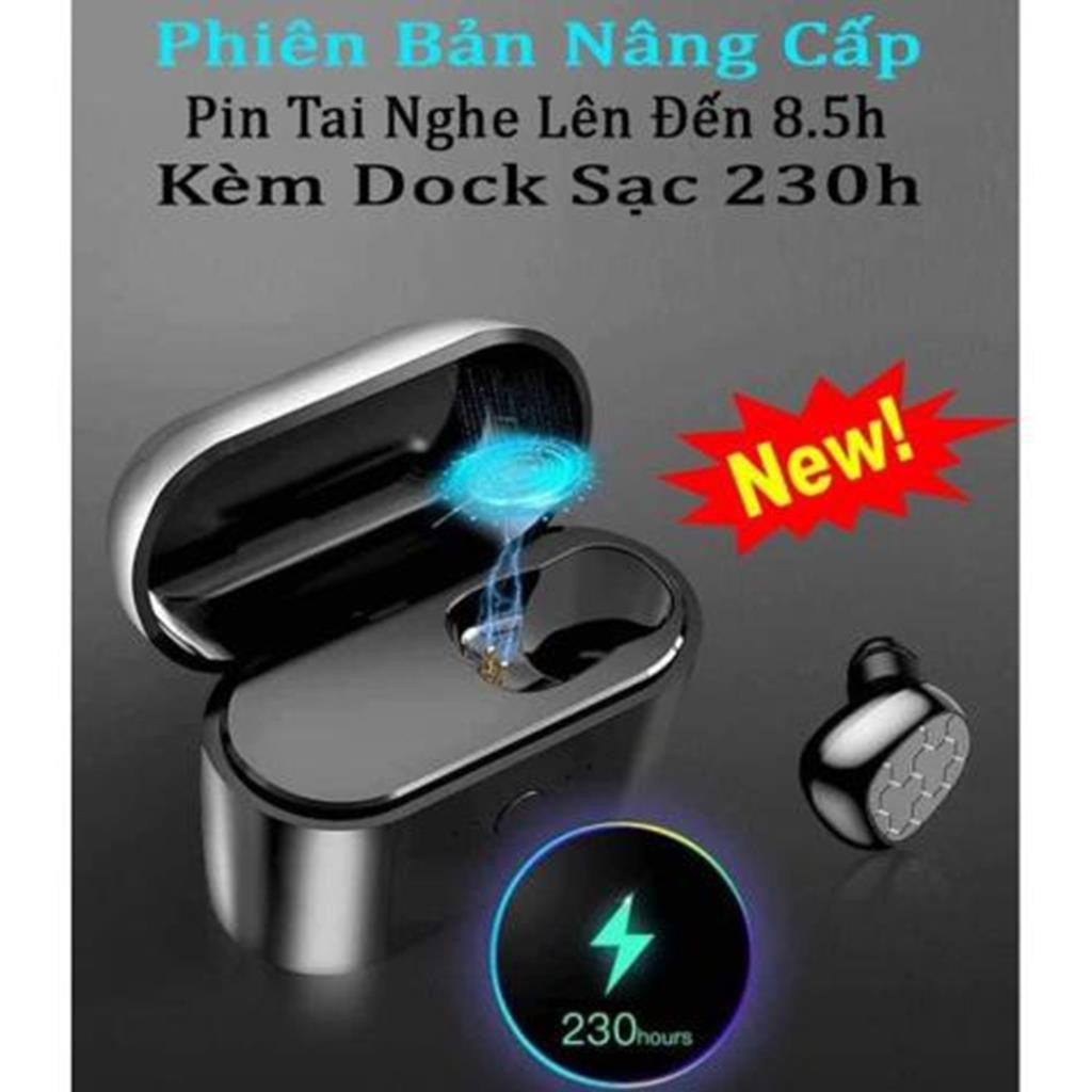 Tai nghe Bluetooth mini tặng dock sạc pin cực trâu In-Ear ,giá rẻ Dung Lượng Khủng Sạc Luôn Cho Thiết Bị Di Động -dc3518