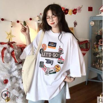 [ORDER] áo thun tay lỡ ulzzang áo phông tay lửng trắng đen xanh form rộng dài kiểu dáng hàn quốc 💝 ˇ