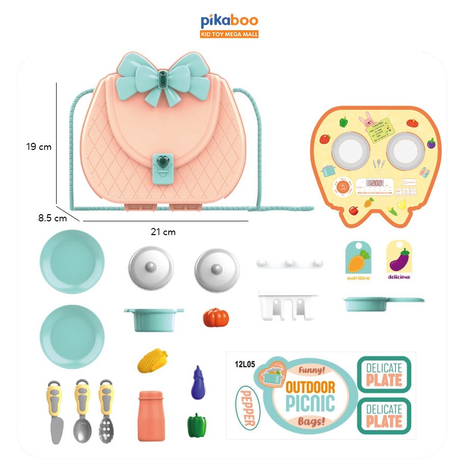 Bộ đồ chơi nấu ăn trang điểm bác sĩ Pikaboo thiết kế nhựa ABS cao cấp màu sắc sinh động giúp kích thích thị giác