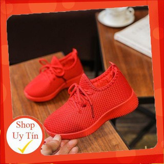 Giày Sneaker Cao Cấp Cho Bé Trai Bé Gái Màu Đỏ Đen
