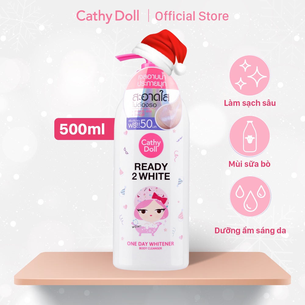 (Auth Thái) Sữa tắm trắng da Cathy Doll Ready 2 White One Day Whitener Body Cleanser 500ML