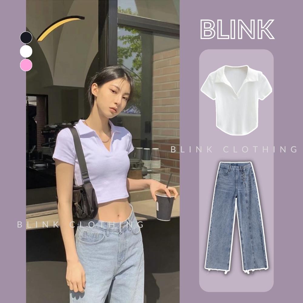 Áo Croptop Cổ Polo Tay Ngắn BLINK Thun Dáng Ngắn Cộc Tay Năng Động Cá Tính AL024