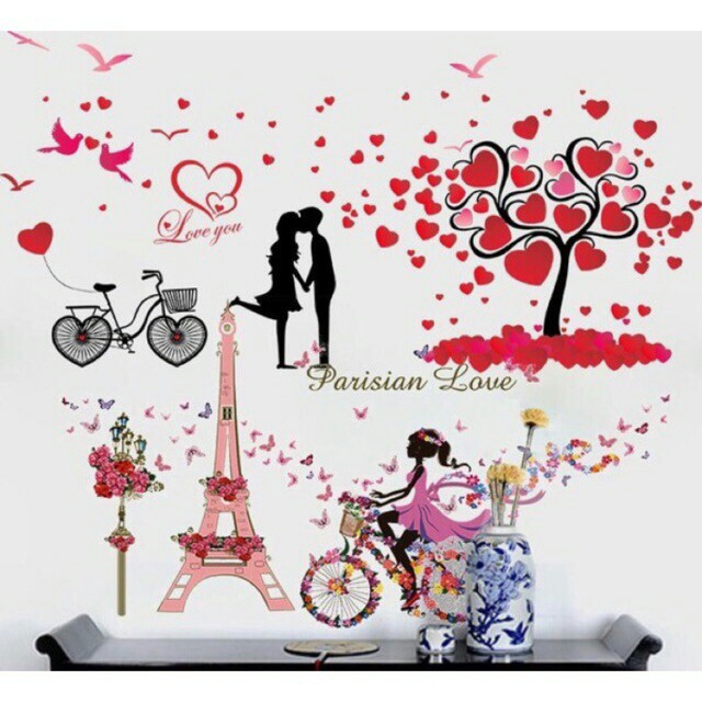 decal dán tường bộ đôi kết hợp