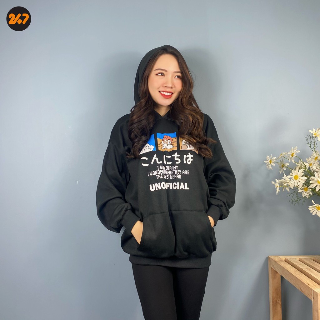 Áo Hoodie Chữ Nhật Unisex Nam Nữ Có Mũ hình gấu | BigBuy360 - bigbuy360.vn