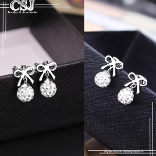 Bông tai inox cái nơ rớt trái châu sang trọng xinh xắn