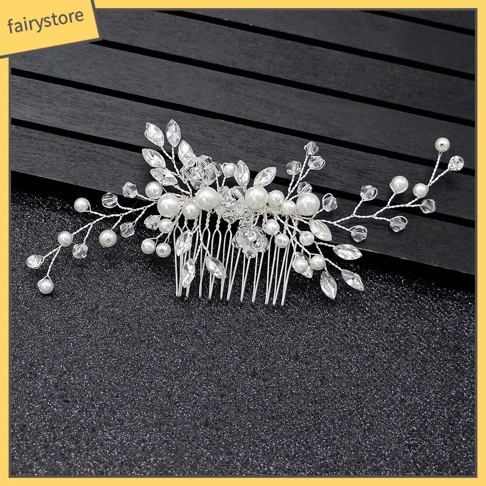 Trâm Cài Tóc Có Đính Đá &amp; Ngọc Trai Giả Cho Nữ