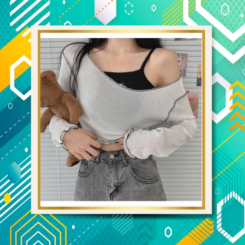 Áo Croptop 2 Dây Kiểu Đi Kèm  Áo Thun Giấy Viền Bèo, Áo Croptop Ôm, Tay Ngắn Xinh Cực ACT147