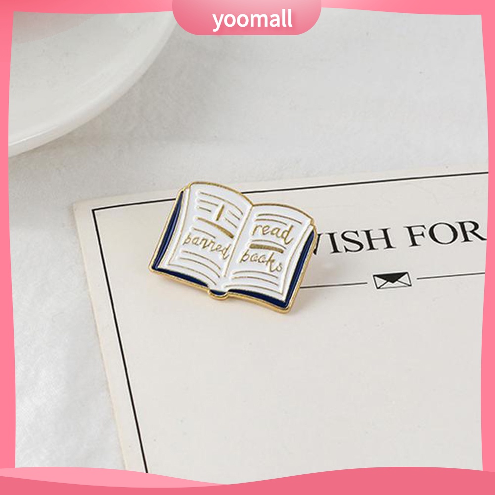 Ghim Cài Áo Hình Cuốn Sách Đọc Sách Tráng Men In Chữ Tiếng Anh Độc Đáo Cho Nữ