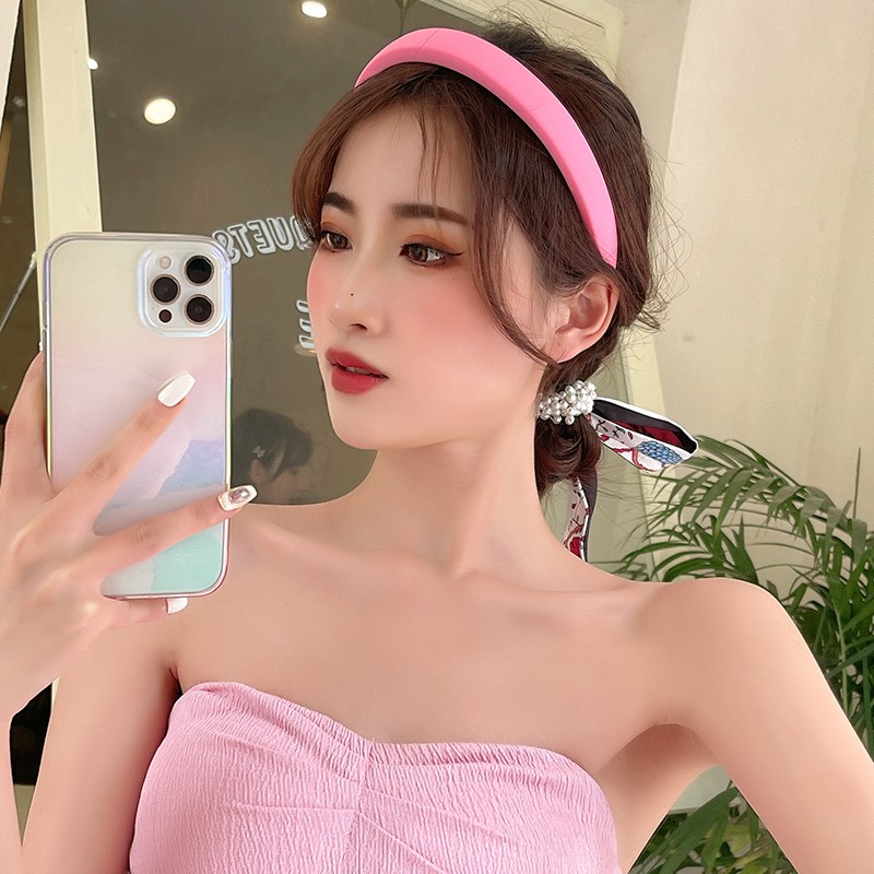 Băng đô xốp màu trơn thời trang Hàn Quốc cho nữ