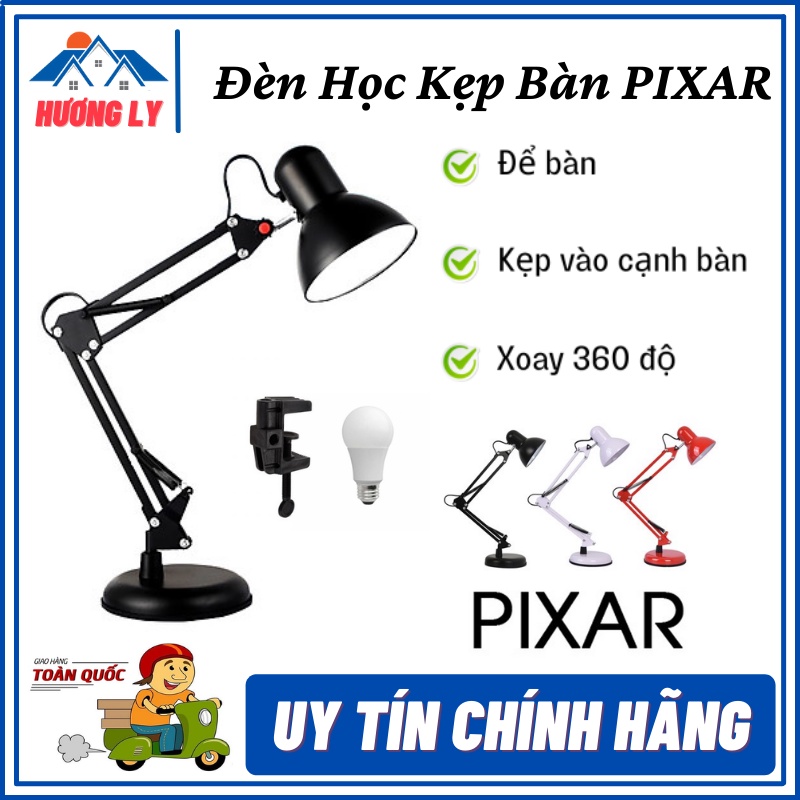 Đèn Học Kẹp Bàn, Đèn Làm Việc Pixar Chắc Chắn Bóng Đèn Led Chống Cận Bảo Vệ Mắt - Bảo Hành 12 Tháng