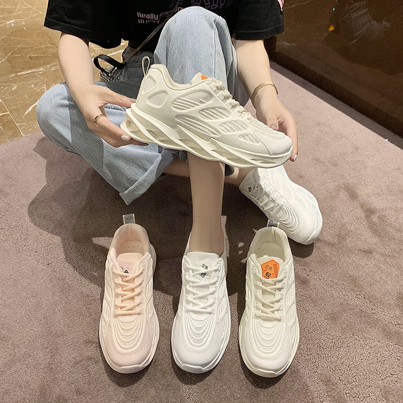 Giày Thể Thao Trắng Phối Lưới Thoáng Khí Phong Cách Hàn Quốc Cho Nữ Size 35-40