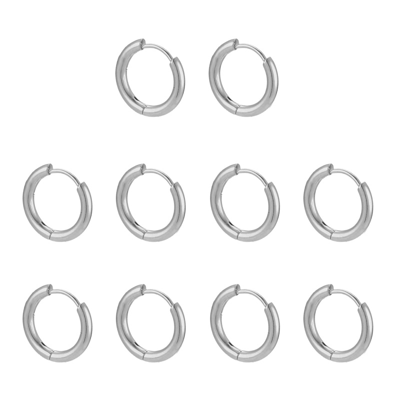 Set 5 Đôi Khuyên Tai Tròn Không Gây Dị Ứng Bằng Thép Không Gỉ Thời Trang Cho Nam Và Nữ