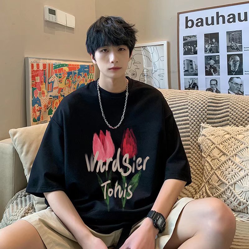 Áo Thun Tay Ngắn Dáng Rộng In Họa Tiết Hoạt Hình Phong Cách Hip Hop Thời Trang Mùa Hè Cho Nam Và Nữ