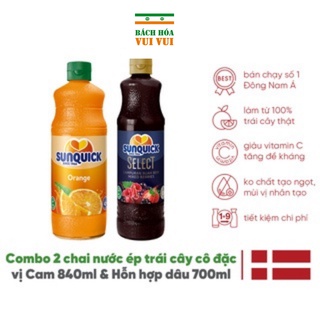 Combo 2 chai Nước ép cam + hỗn hợp dâu Sunquick Orange + Mixed Berry Juice đẹp da tốt cho sức khỏe thumbnail