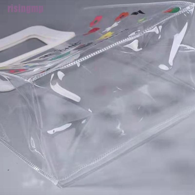 Túi đựng đồ bằng PVC trong suốt in họa tiết hoa phong cách Hàn Quốc cho nữ