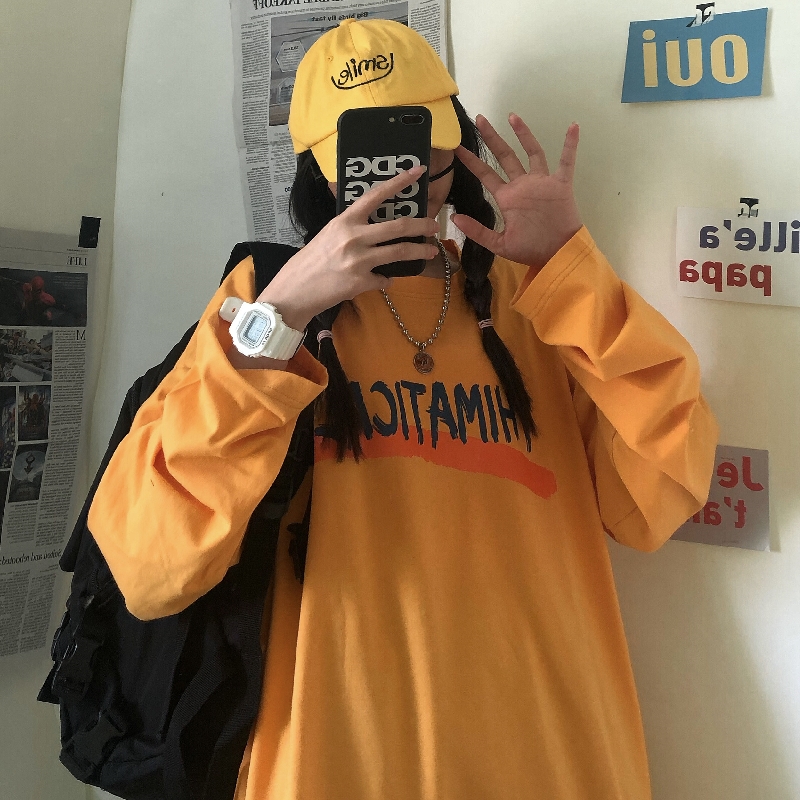 Áo thun tay dài in chữ tiếng anh phong cách Hàn thời trang cho nữ