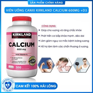 🔥MẪU MỚI🔥Viên uống bổ sung Canxi Kirkland Calcium 600mg + D3 cho xương chắc khỏe