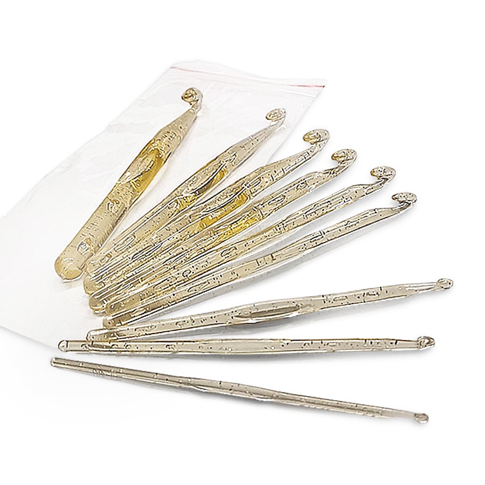 Set 9 Kim Móc Len Tay Cầm Bằng Nhựa Nhiều Màu Sắc