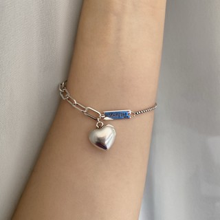 [Restock]Vòng tay bạc 925 mặt dây chuyền hình trái tim và Lucky girl