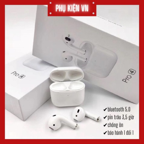 Tai nghe airpods pro 4  ⚡ CHÍNH HÃNG ⚡ Airpod pro 4 bluetooth TWS 5.0 phiên bản nâng cấp giới hạn PKVN