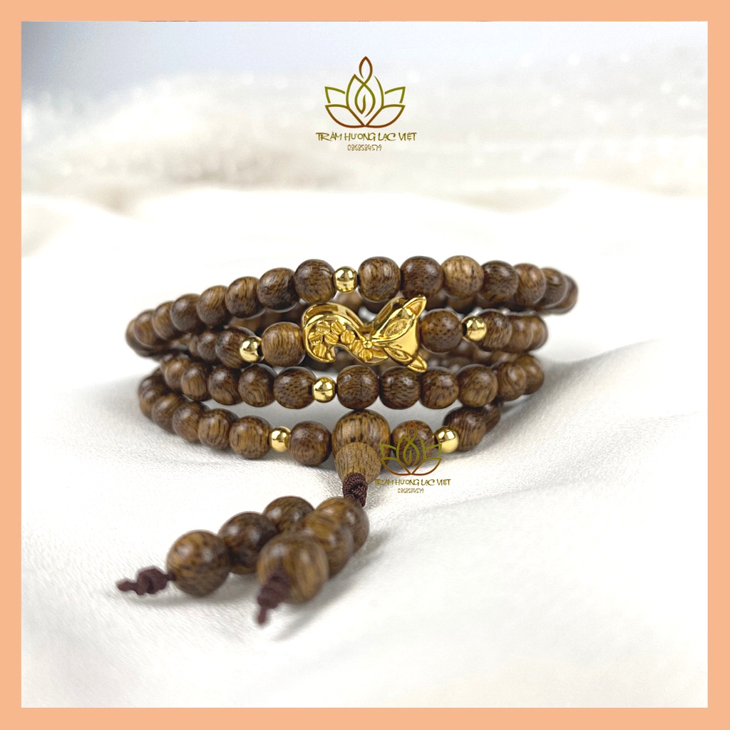 Vòng Tay Trầm Hương Hồ Ly 108 Hạt Charm Bạc 925 6mm/8mm Trầm Tốc Tự Nhiên Cao Cấp Lạc Việt cầu Tình Duyên - Bình An