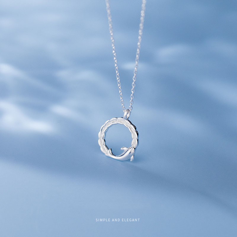 Dây chuyền bạc Ý s925 mô phỏng cá heo Dolphin D7884 - AROCH Jewelry