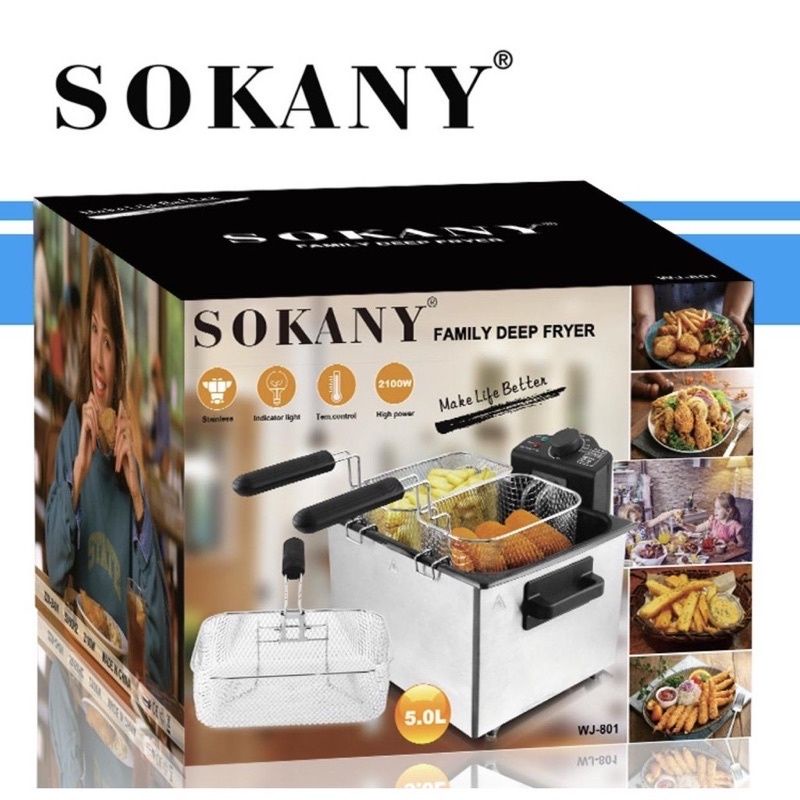 Bếp chiên nhúng điện 5 lít SOKANY  3 rổ chiên