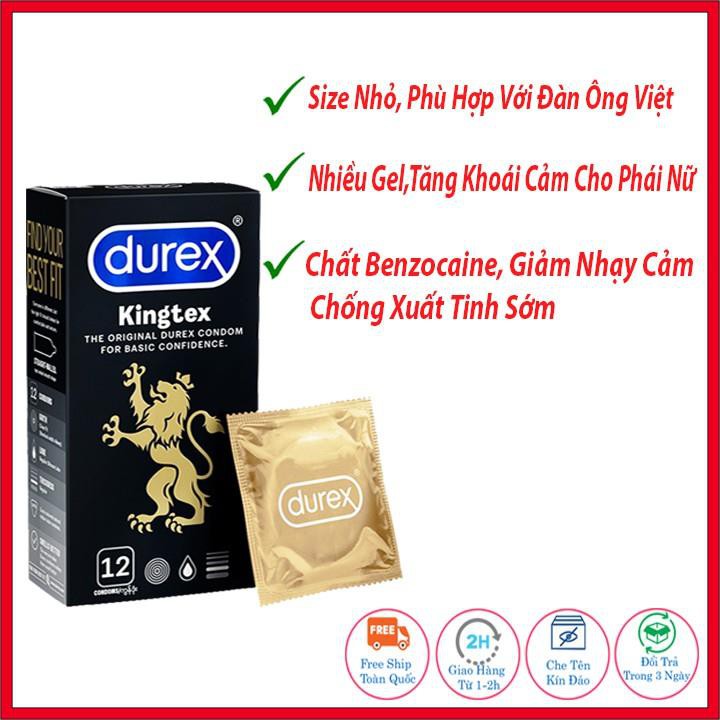 Bao Cao Su Durex Kingtex 12 bao Hàng Chính Hãng(Free Ship), Chống Xuất Tinh Sớm, Kéo Dài Thời Gian