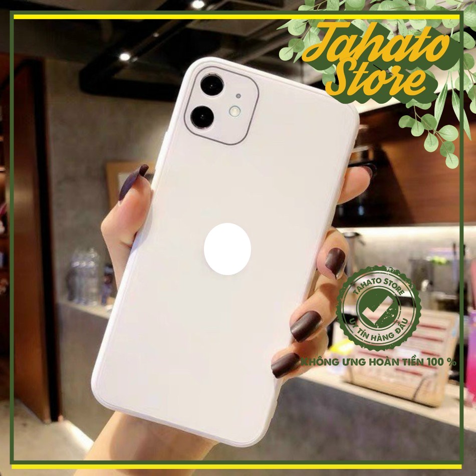 Ốp Lưng Kính Viền Vuông Giả iphone 12 mặt cường lực viền dẻo cùng màu với lưng máy Iphone 6p đến 12Promax