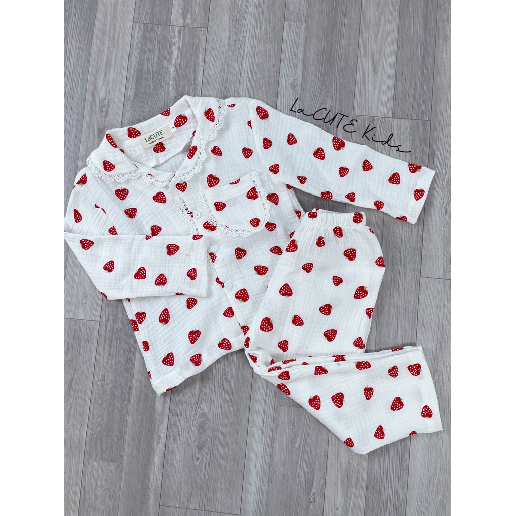 Bộ pijama dài tay chất muslin cho bé gái từ 1-5 tuổi