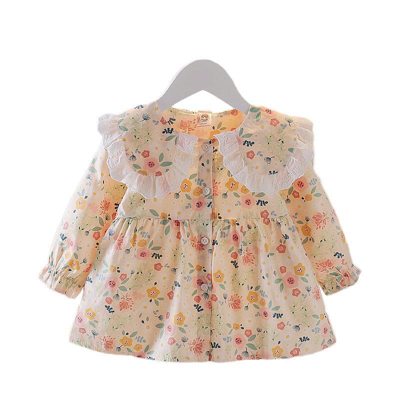 Áo Sơ Mi Dài Tay In Hoa Phong Cách Hàn Quốc Cho Bé Gái