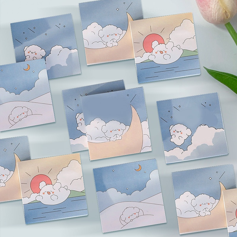 Set 80 Tờ Giấy Ghi Chú Hình Chú Chó Hoạt Hình Dễ Thương Kích Thước Lớn DIY