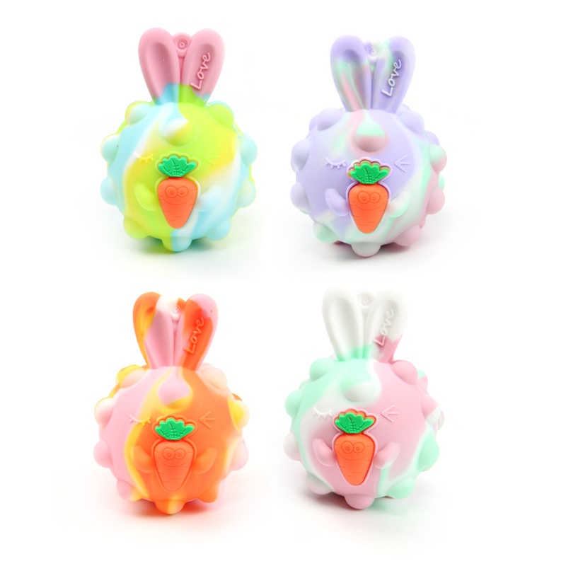 Đồ Chơi Bóp Giảm Stress Hình Thỏ 3D Bằng Silicon Mềm Co Giãn Cho Bé