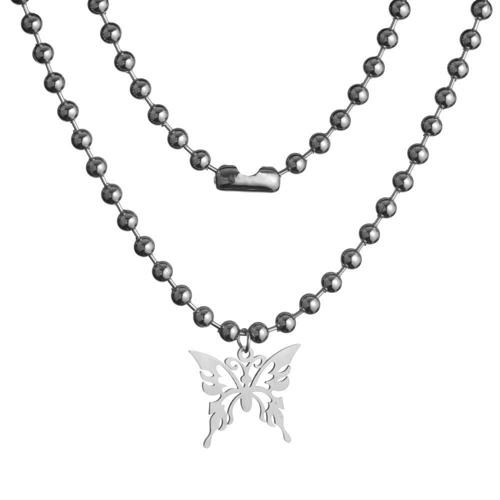 Vòng cổ Mặt Hình Bướm Bằng Thép Không Gỉ Phong Cách Gothic Rock 1