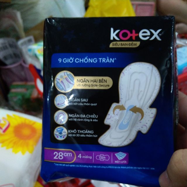 Băng Vệ Sinh Kotex Siêu ban đêm 28cm Có cánh 4M