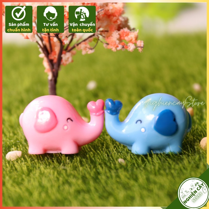 Phụ kiện Voi con đáng yêu trang trí tiểu cảnh, cây cảnh, sen đá