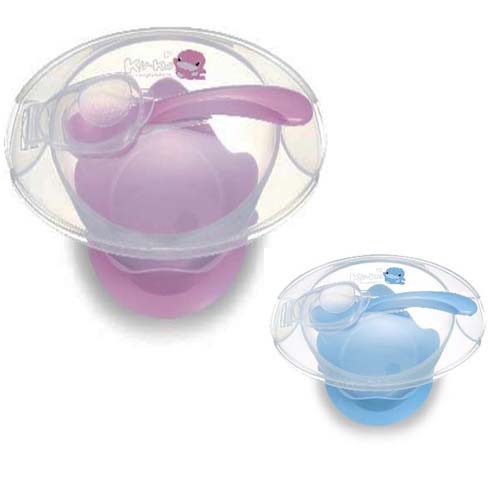 Chén ăn dặm cho bé có đế dính kèm thìa KU.KU DUCKBILL Ku5395