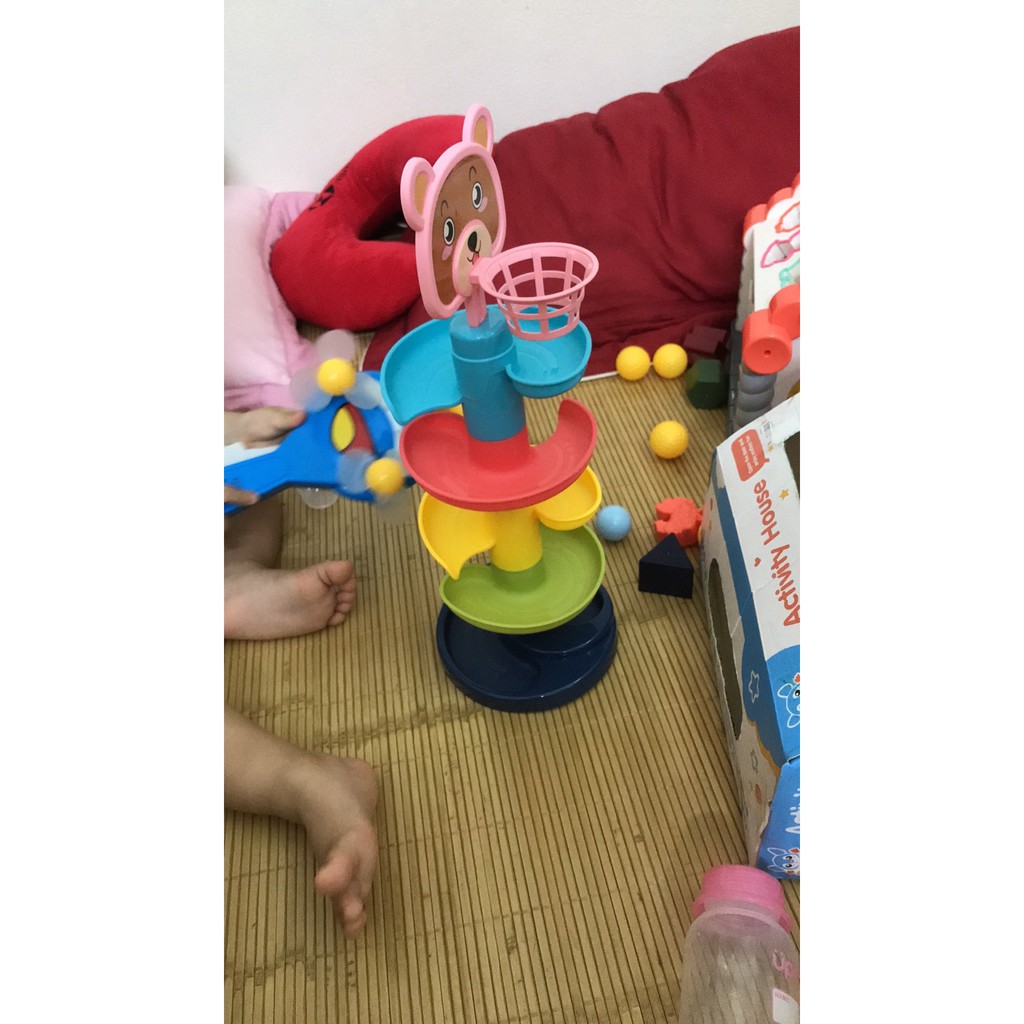 Cầu Trượt Thả Bóng Xoay Tròn 5 Tầng 10 Bóng, Tháp bóng lăn và đồ chơi bóng xoay, Đồ chơi giáo dục, vận động cho bé yêu