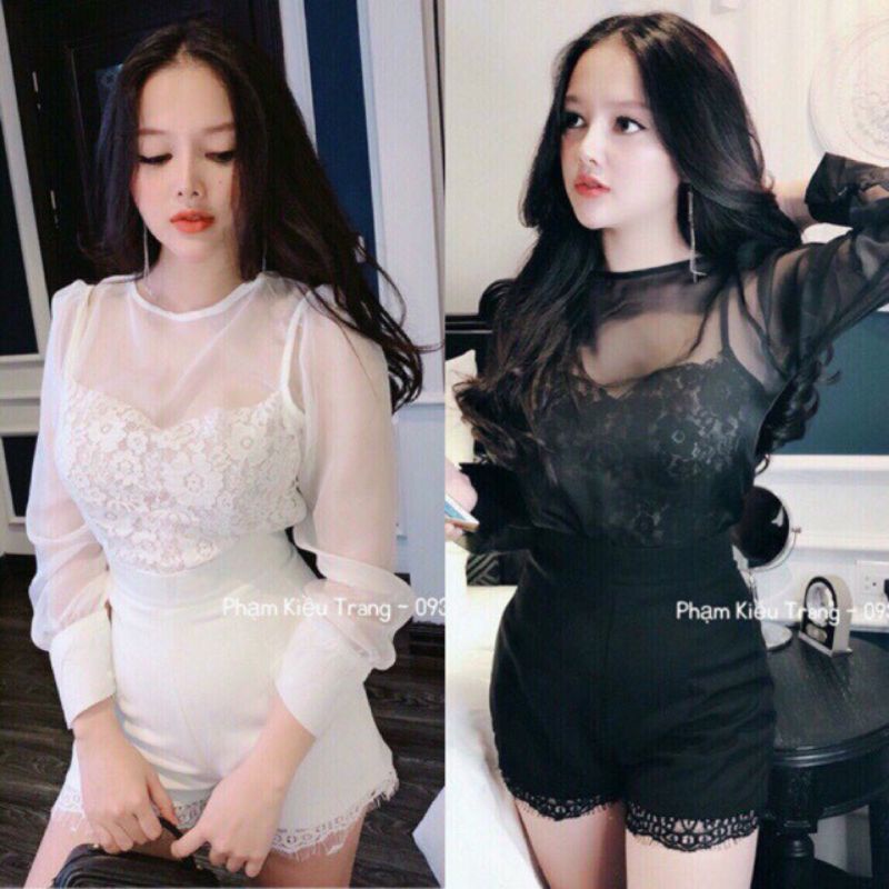 Áo voan phối ren tiểu thơ