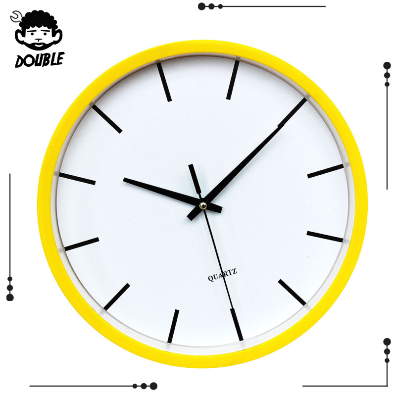 [DOUBLE]Modern Round Clock Wall Clock Time 12H Display Clock Quartz Clock Easy Read