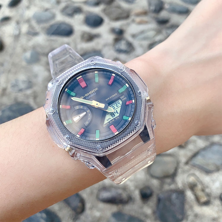 Dây Đeo Đồng Hồ Bằng Nhựa Trong Suốt 19 Màu Thay Thế Cho Casio G-SHOCK GA-2100