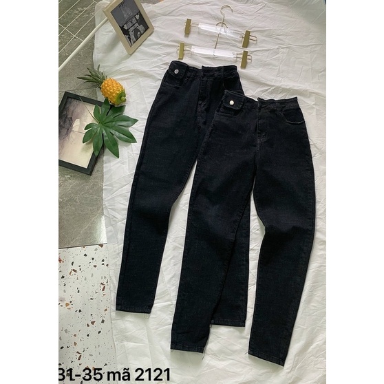 BIGSIZE(31-35)✈️FREESHIP✈️ Quần Bò Ôm Jeans Body VNXK Nữ Size Lớn Túi Nắp Đen Ms 2121