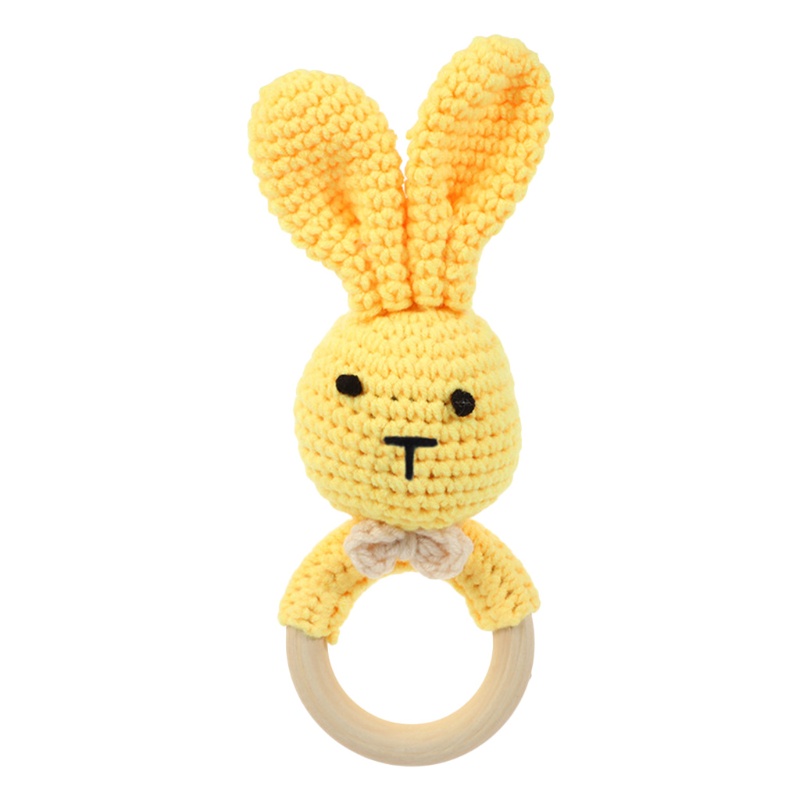 Đồ Chơi Vòng Lục Lạc Hình Thỏ Đan Móc Thủ Công Cho Bé Sơ Sinh Mọc Răng