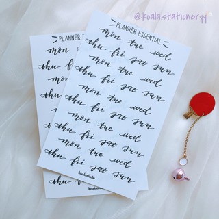 Bullet journal sticker - thứ ngày viết tay màu đen