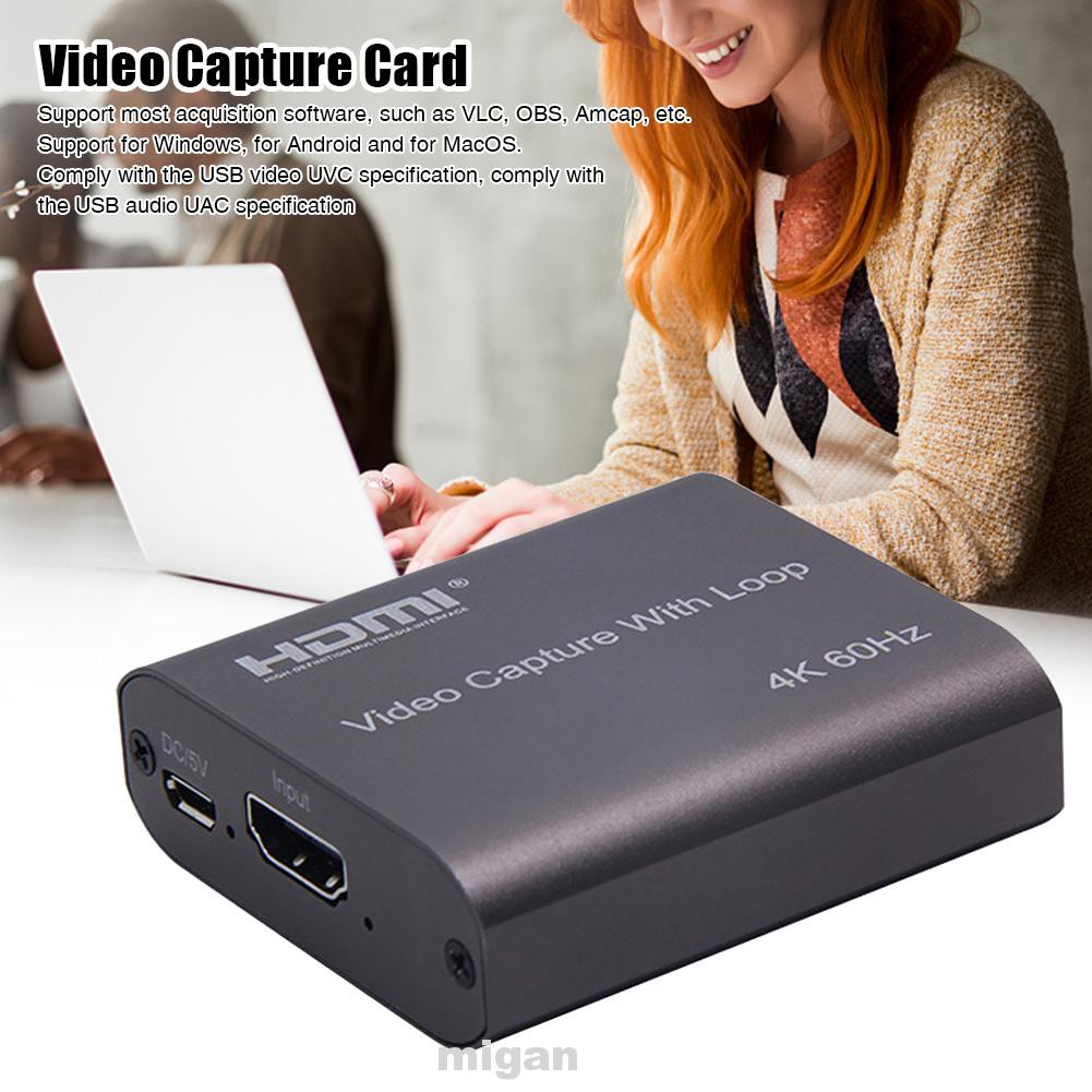 Portable HD 1080P Broadcasting Aluminium Alloy Live Streaming 4K 60Hz Loop Out USB3.0 HDMI Video Capture Card