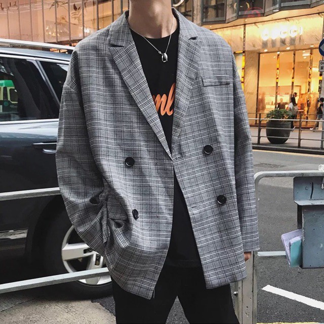 quần blazer nam Áo blazer nam kẻ caro Thời Trang Hàn Quốc -BZ02